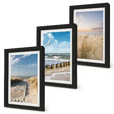 Bilderwand mit Strand, Sand, Wellen, Himmel und fliegenden Vögeln