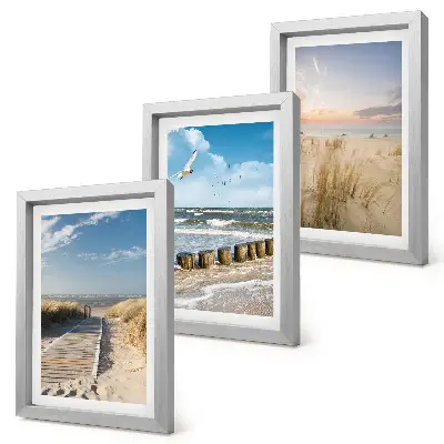 Bilderwand mit Strand, Sand, Wellen, Himmel und fliegenden Vögeln