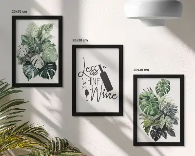 Fotowand Pflanzenblätter in Grüntönen mit Wein-Inschrift