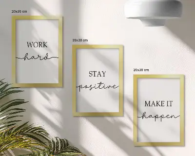 Bilderset mit Rahmen minimalistische Motive mit inspirierenden Zitaten