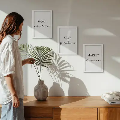 Bilderset mit Rahmen minimalistische Motive mit inspirierenden Zitaten