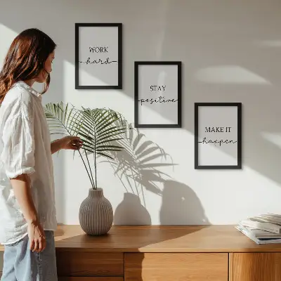Bilderset mit Rahmen minimalistische Motive mit inspirierenden Zitaten