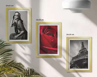 Bilderwand Pariserin mit rosafarbener Brille vor dem Eiffelturm