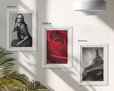 Bilderwand Pariserin mit rosafarbener Brille vor dem Eiffelturm