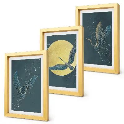 Fotowand Kraniche im Flug vor Mond und Sternen