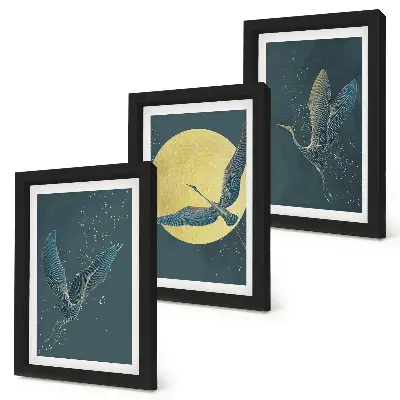 Fotowand Kraniche im Flug vor Mond und Sternen