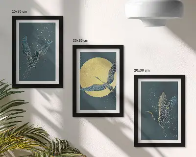 Fotowand Kraniche im Flug vor Mond und Sternen