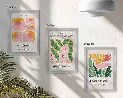 Bilderwand mit floralen Motiven im modernen Stil