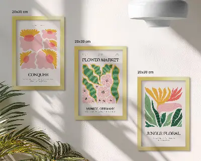 Bilderwand mit floralen Motiven im modernen Stil