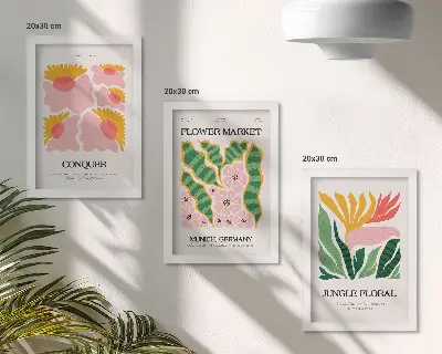 Bilderwand mit floralen Motiven im modernen Stil