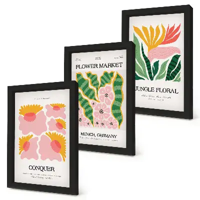 Bilderwand mit floralen Motiven im modernen Stil