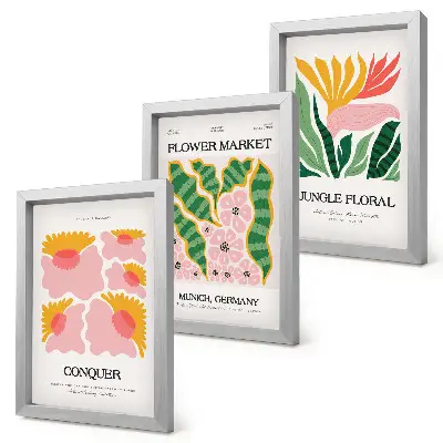 Bilderwand mit floralen Motiven im modernen Stil