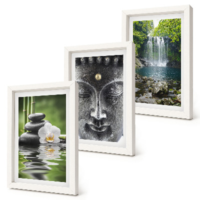 Bilderset mit rahmen Harmonie der Natur mit Steinen, Wasser und Buddha