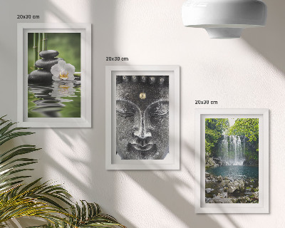 Bilderset mit rahmen Harmonie der Natur mit Steinen, Wasser und Buddha