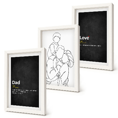 Bilderset mit rahmen Familien-Linienzeichnung mit Definitionen von Liebe und Vaterschaft