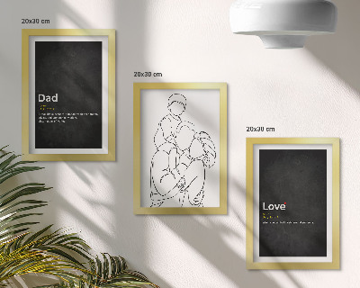 Bilderset mit rahmen Familien-Linienzeichnung mit Definitionen von Liebe und Vaterschaft