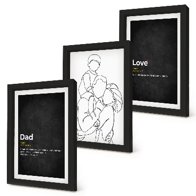 Bilderset mit rahmen Familien-Linienzeichnung mit Definitionen von Liebe und Vaterschaft