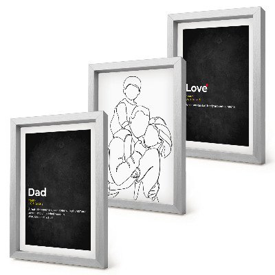 Bilderset mit rahmen Familien-Linienzeichnung mit Definitionen von Liebe und Vaterschaft