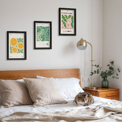 Bilderwand Poster mit Obst- und Pflanzenmotiven in Pastellfarben