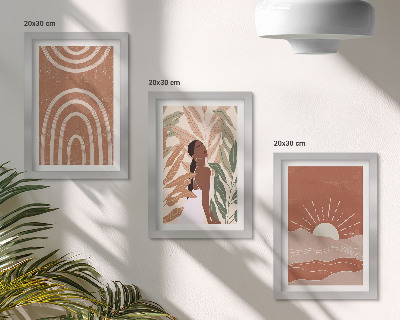 Fotowand abstrakte Formen und Illustrationen im Boho-Stil