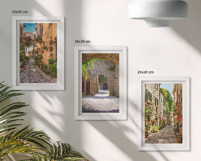 Bilderset mit rahmen Italienische Straßen mit Blumen und Landschaftsarchitektur