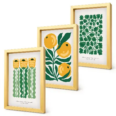 Bilderwand mit Pflanzenmotiven, Blumen und Blättern