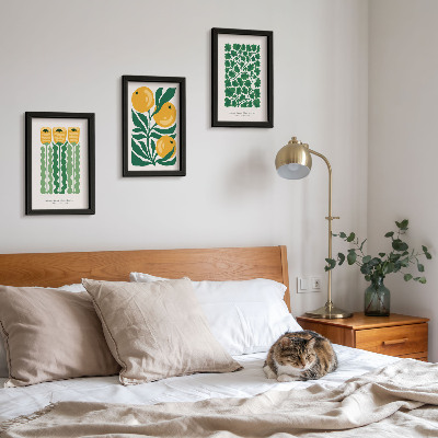 Bilderwand Poster mit Pflanzenmotiven, Blumen und Blättern