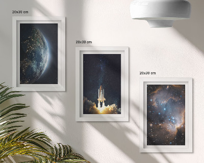 Bilderset mit rahmen Weltraum Erde Rakete Galaxie Himmel Sterne