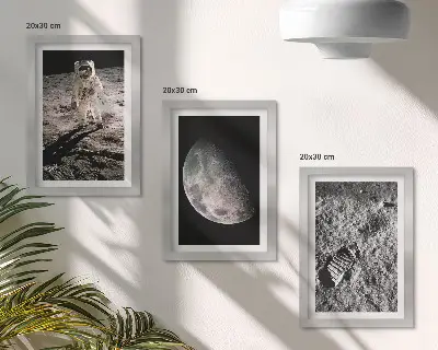 Bilderwand fotografischer Kunstdruck eines Astronauten mit Fußabdruck auf dem Mond