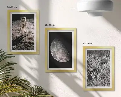 Bilderwand fotografischer Kunstdruck eines Astronauten mit Fußabdruck auf dem Mond