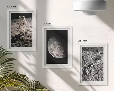 Bilderwand fotografischer Kunstdruck eines Astronauten mit Fußabdruck auf dem Mond