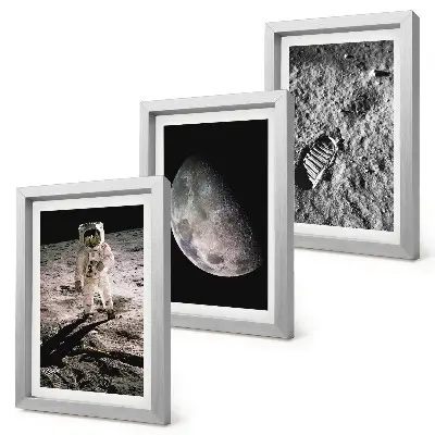 Bilderwand fotografischer Kunstdruck eines Astronauten mit Fußabdruck auf dem Mond