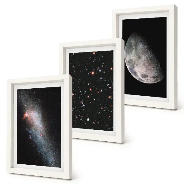 Bilderwand mit Motiv von Weltraum, Galaxie, Sternen und Vollmond