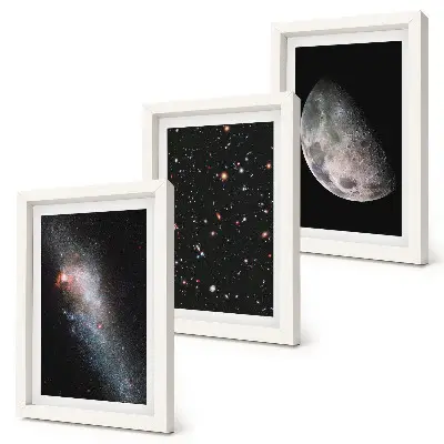 Bilderwand mit Motiv von Weltraum, Galaxie, Sternen und Vollmond