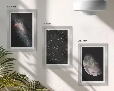 Bilderwand mit Motiv von Weltraum, Galaxie, Sternen und Vollmond