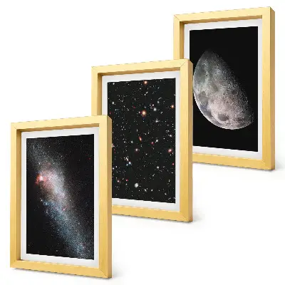 Bilderwand mit Motiv von Weltraum, Galaxie, Sternen und Vollmond
