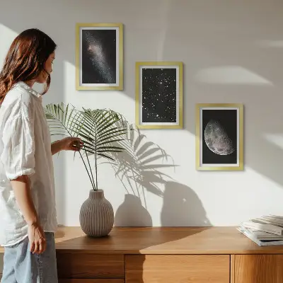 Bilderwand mit Motiv von Weltraum, Galaxie, Sternen und Vollmond