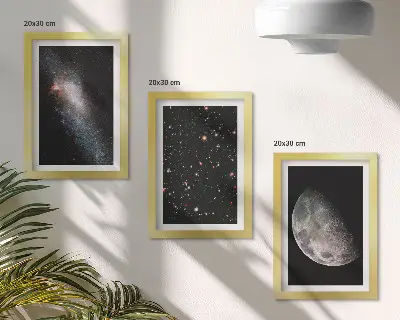 Bilderwand mit Motiv von Weltraum, Galaxie, Sternen und Vollmond