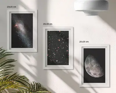 Bilderwand mit Motiv von Weltraum, Galaxie, Sternen und Vollmond