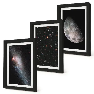 Bilderwand mit Motiv von Weltraum, Galaxie, Sternen und Vollmond