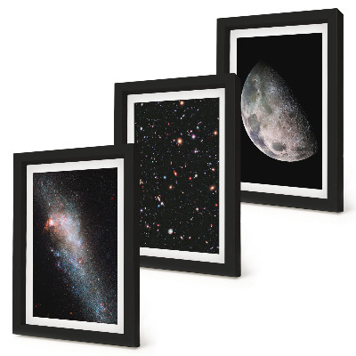 Bilderwand Weltraum, Galaxie, Sterne und Vollmond