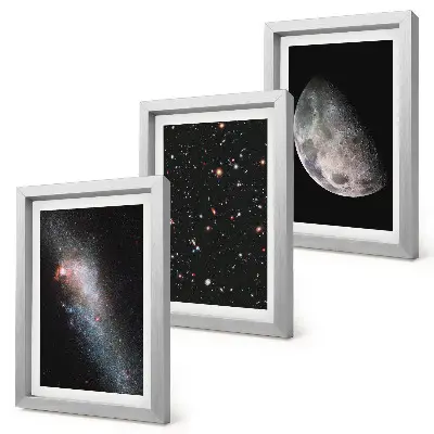 Bilderwand mit Motiv von Weltraum, Galaxie, Sternen und Vollmond