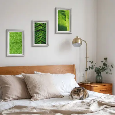 Bilderwand mit Nahaufnahmen tropischer Blätter
