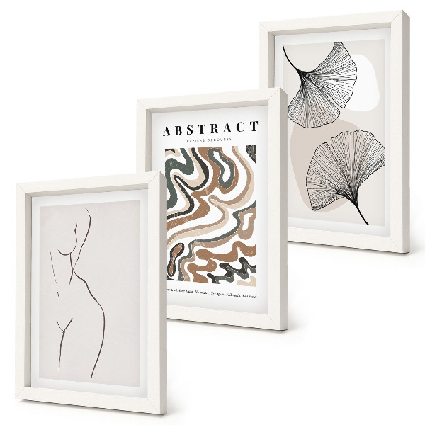 Fotowand Abstraktes Poster mit femininen Blattformen im Boho-Stil