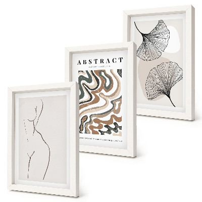 Fotowand Abstraktes Poster mit femininen Blattformen im Boho-Stil