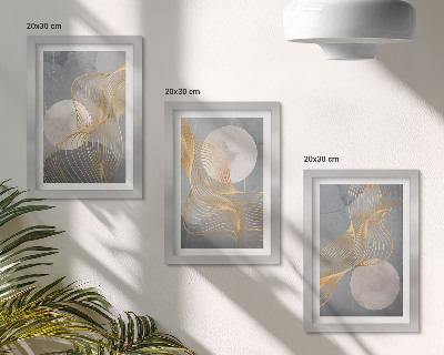 Bilderwand Abstrakte Muster mit Wellen und Kreisen auf grauem Hintergrund