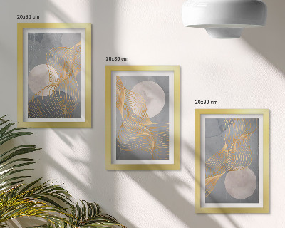 Bilderwand Abstrakte Muster mit Wellen und Kreisen auf grauem Hintergrund