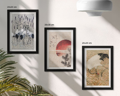 Fotowand Japanische Kranichillustrationen Landschaft Japandi