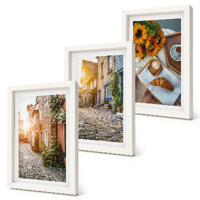 Bilderwand Charmante Straßen mit Kaffee und Sonnenblumen