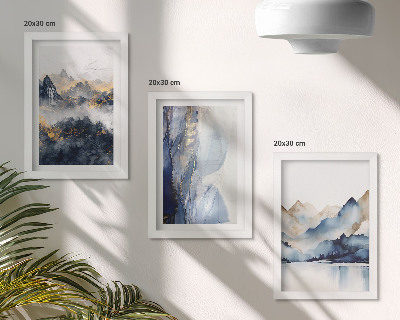 Bilderwand Berglandschaften in Blau- und Grautönen